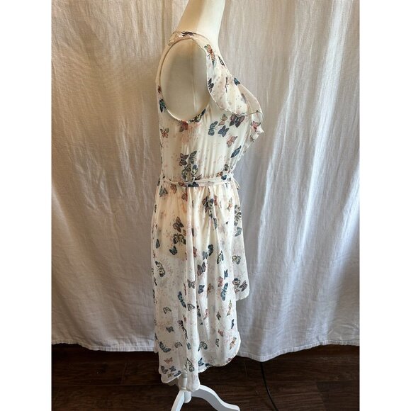 Disney Cinderella White Hi Lo‎ Semi Sheer Butterflies Dress Ruffle Princess XS - Picture 5 of 12